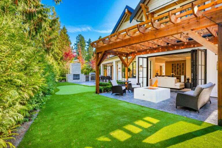 Colorful House surrounded by artificial grass